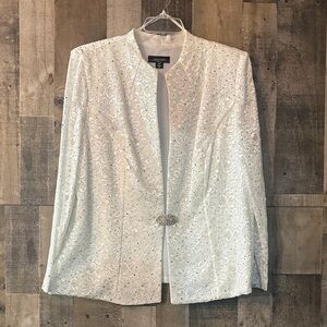 R&M Richards White Lace Blazer with Crystal Accent